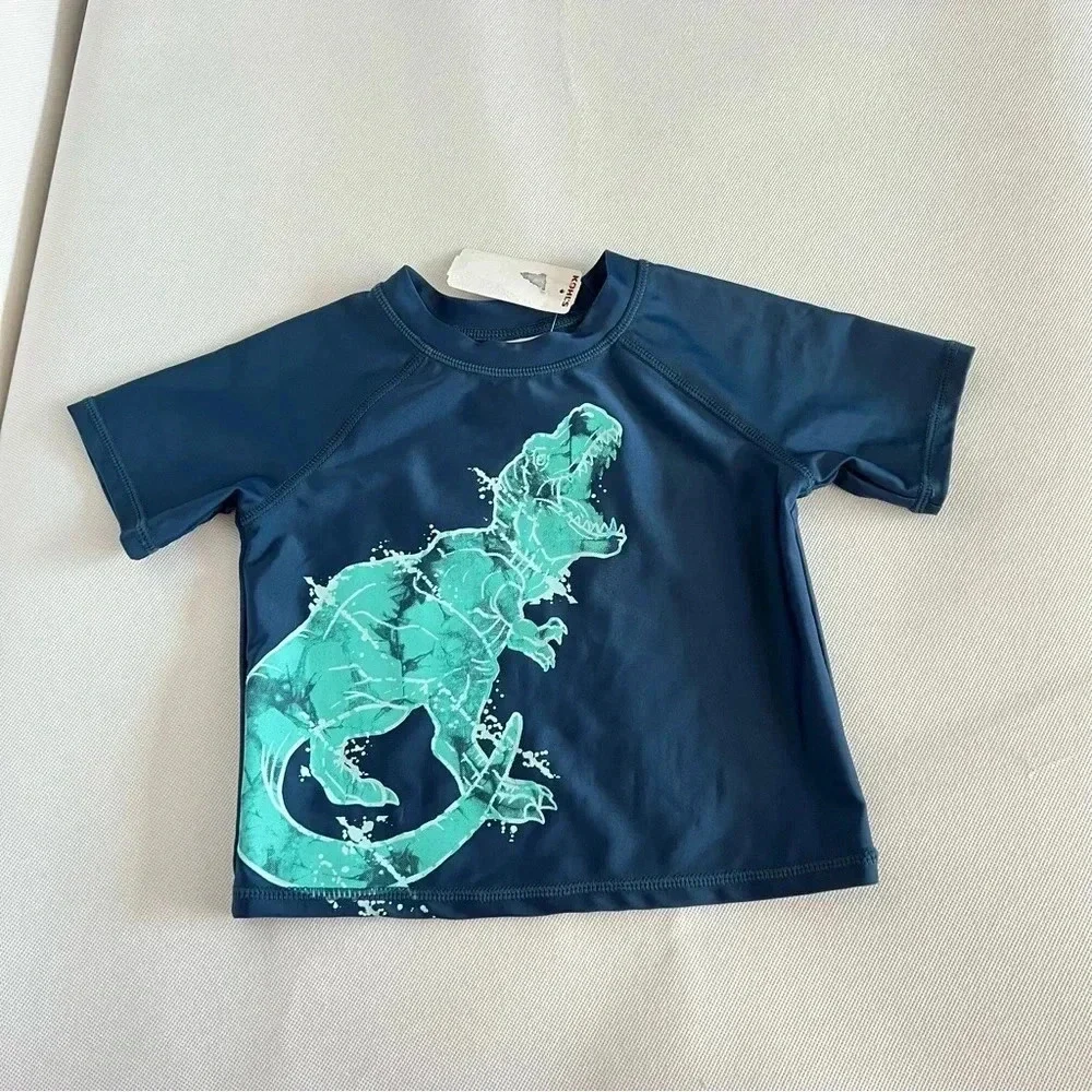 Jumping Beans Navy Blue Rashguard Top Size 18 Months Baby Kids Dinosaur Print